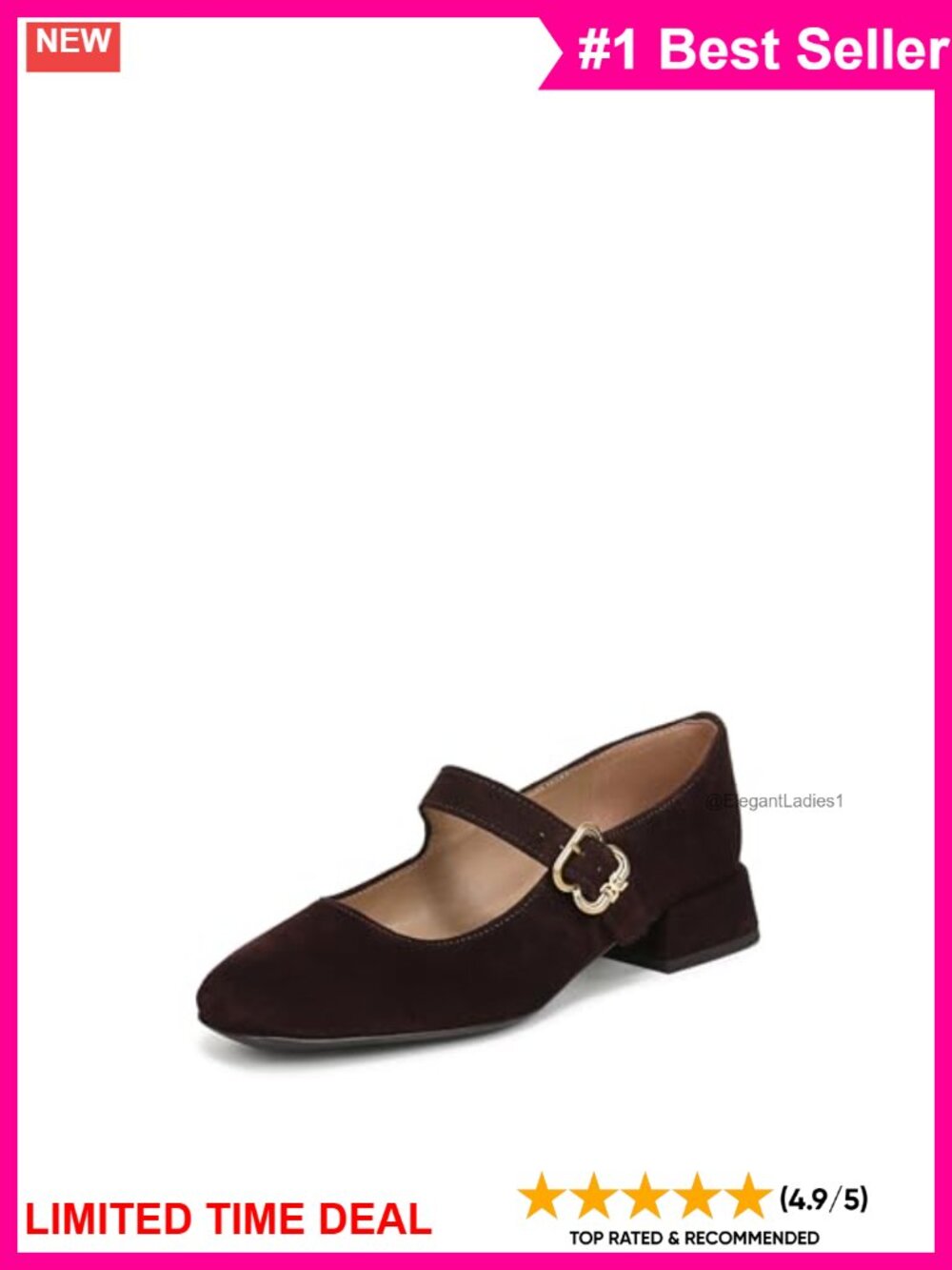 Suede Mary Jane Block Heel Buckle Round Toe Comfort Flat